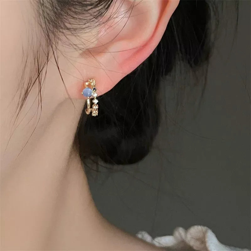Blue Opal/Pearl Earring