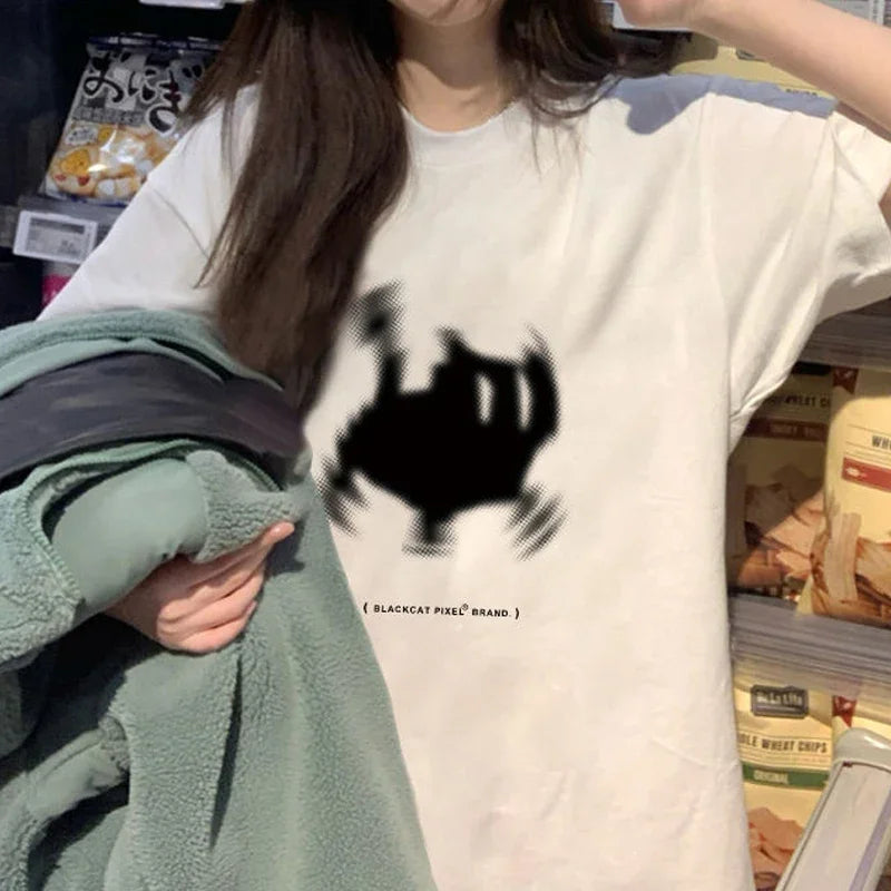 Cat Print Oversized T-shirt