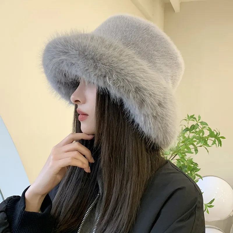 Oversized Fur Bucket Hat