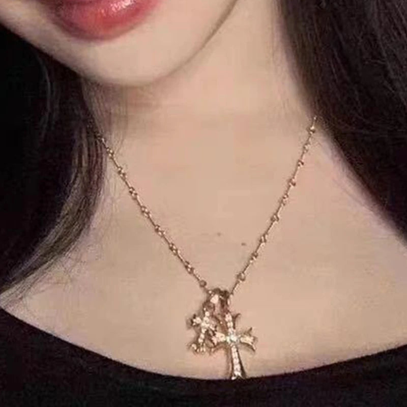 Studded Cross Necklace